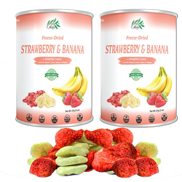 Chavi Freeze-Dried Strawberry Banana - Pack Of 2 X 2 Oz - Healthy 1 Ingredient Superfood - No Added Sugars Or Preservatives - No