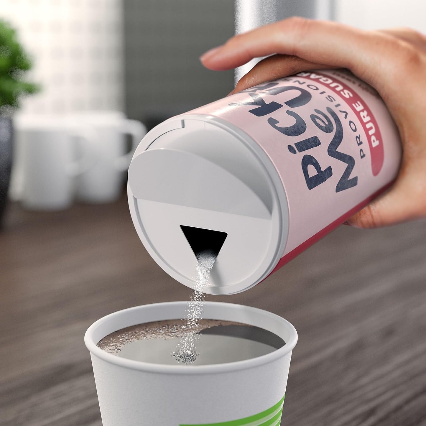 Staples Pick Me Up Provisions 100% Pure Cane Sugar, Easy Pour Sweetener, 20 Oz Canister, 3-Pack, Granulated White
