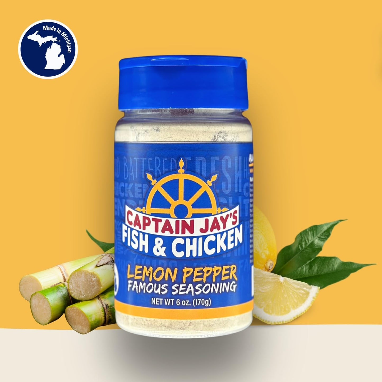 Captain Jay's Fish & Chicken Lemon Pepper Seasoning, 6 oz - Perfect for Fish & Chicken Dishes, World Famous Flavor