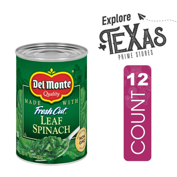 Del Monte Leaf Spinach Canned Vegetables Bundle - 12-Pack, 14.5 oz Can, Includes 1 Utility Prop