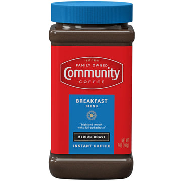 Community Coffee Breakfast Blend Instant Coffee, Medium Roast, 7 Ounce Jar (Pack Of 12)