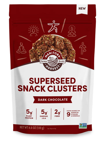 Manitoba Harvest Superseed Snack Clusters, Dark Chocolate - 5g Plant Based Protein and 5g Omegas 3 & 6 per 30g Serving - Non-GMO