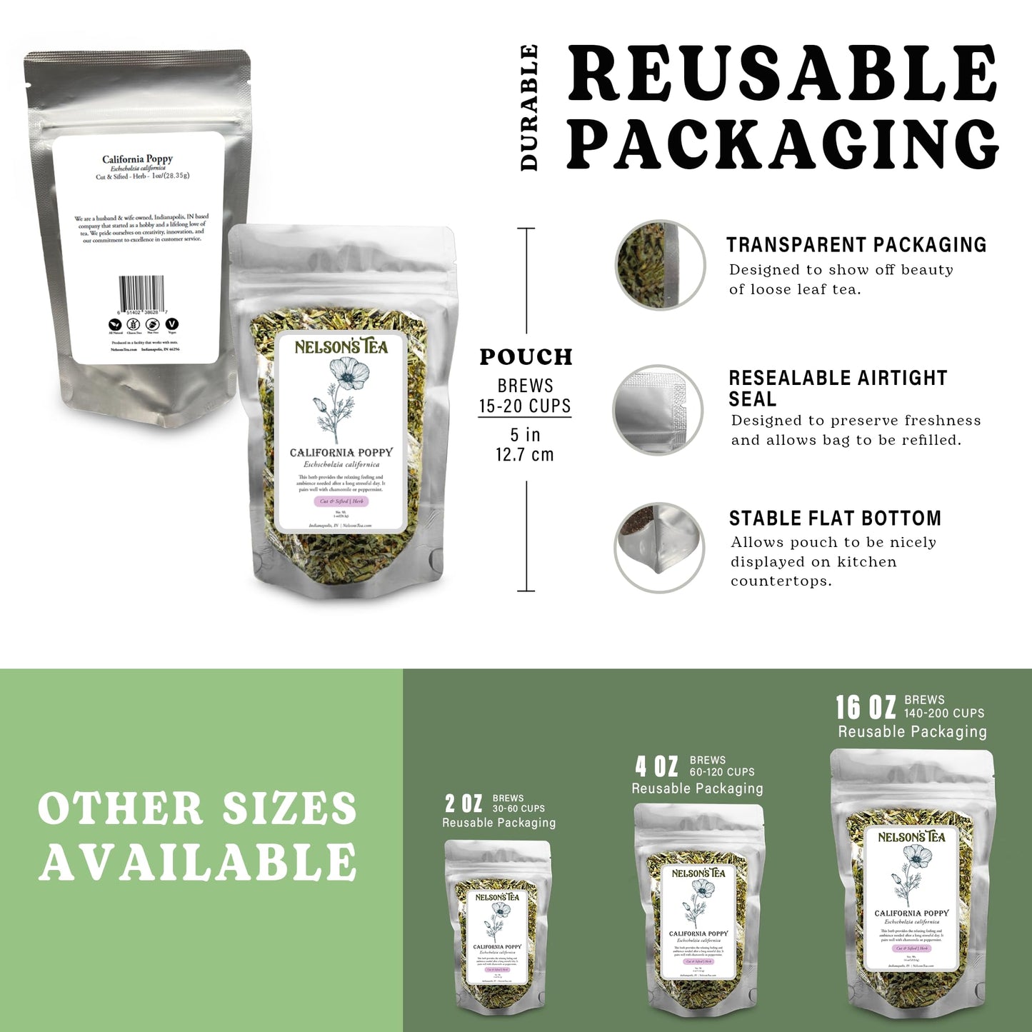 Nelson'S Tea - California Poppy - Cut & Sifted - Loose Leaf - Herbal Tea - 4 Oz