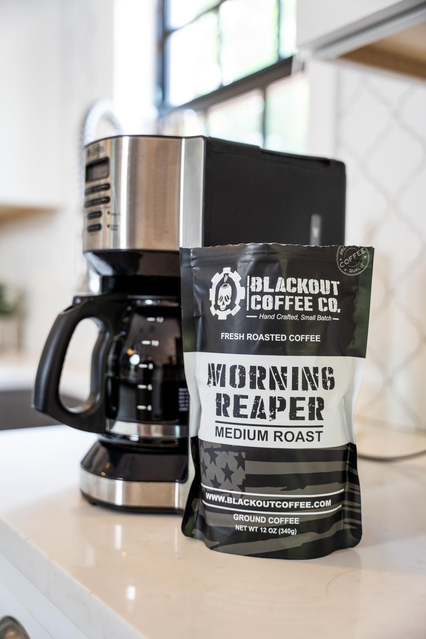 Blackout Coffee, Morning Reaper Medium Roast Coffee, Aromatic, Bold, Strong & Super Smooth Flavor, Fresh Roasted In The Usa - 12