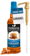 Syruvia Sugar Free Caramel Syrup With Syrup Pump Dispenser - Caramel Coffee Syrup Flavor, 25.4 fl oz, Kosher, Gluten Free, Perfe