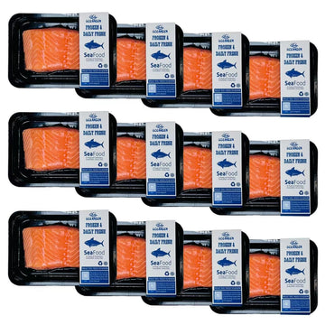 OCEANZEN: Premium Quality,Atlantic Salmon - 12 Packs of (2 x 6 oz Fresh Skinless Fillets) Shipped Frozen,Sashimi Grade - Sustain