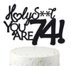 74 Birthday Cake Topper Happy 74th Birthday Cake Toppers-Black Glitter, Funny 74th Cake Topper for Men For Women, 74th birthday