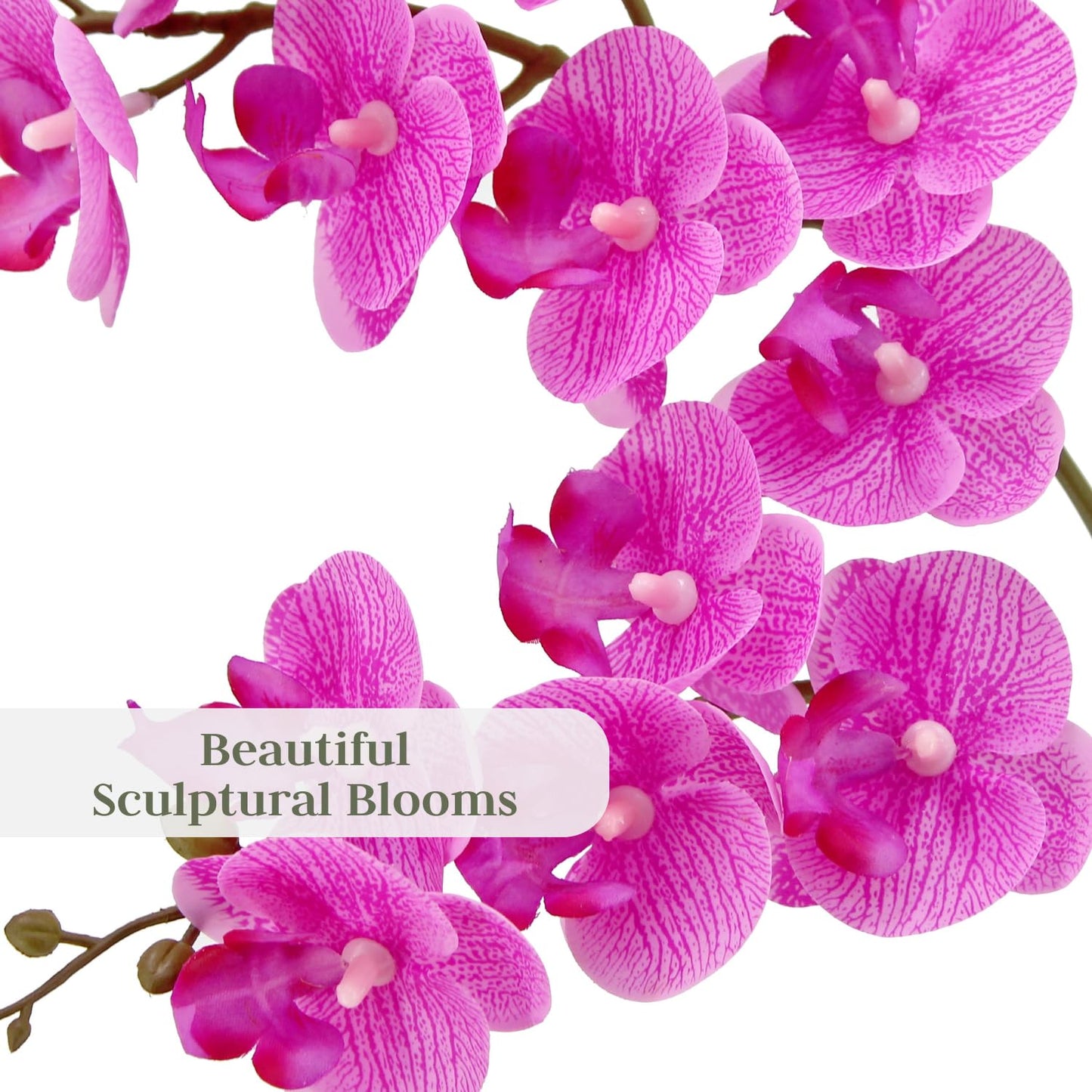 Cg Hunter Faux Pink Orchid Plant, Premium Artificial Indoor Flower Display Stands 24   , Beautiful Sculptural Blooms That Lasts