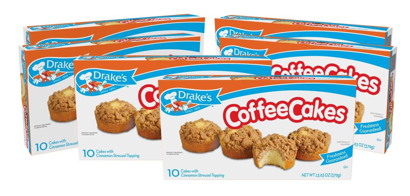 Drakes Coffee Cakes With Cinnamon Streusel Topping, 48 Individually Wrapped Cakes, 8 Count, Pack Of 6