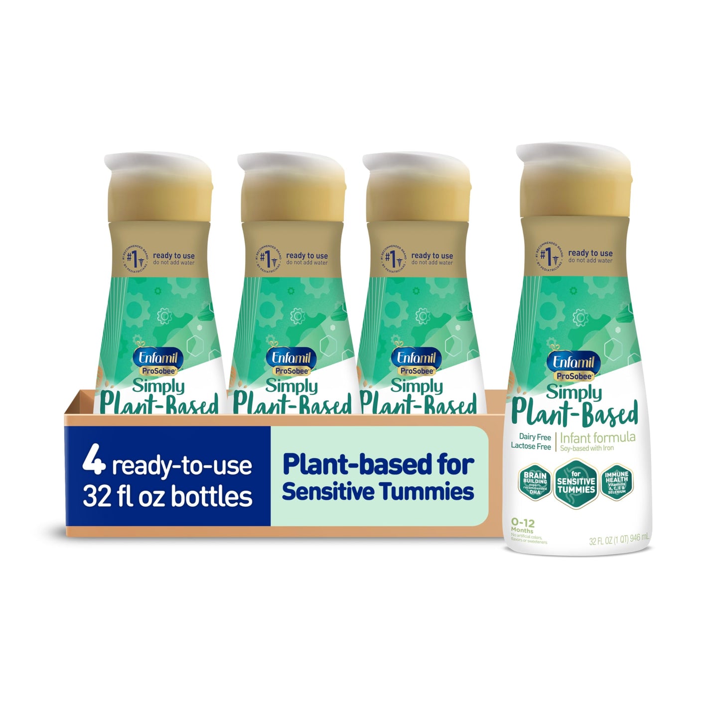 Enfamil Prosobee Plant based Baby Formula, for Sensitive Tummies, Soy-based Plant Sourced Protein, Vitamins for Immune Support,