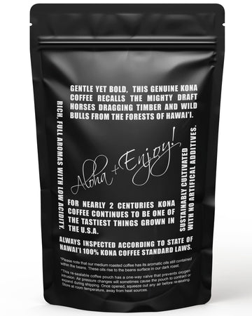 Blue Horse 100% Kona Coffee, Light Roast, Arabica Whole Beans, 1 lb (16 oz) Bag, Farm Fresh, Authentic Hawaiian Coffee from the