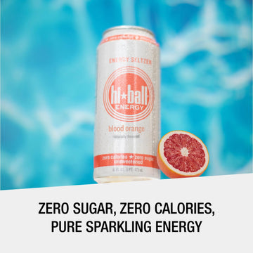 Hiball Energy Caffeinated Sparkling Water, Blood Orange, Sugar Free, 16 Fl Oz (8 Pack)