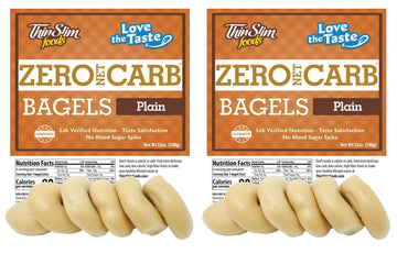 ThinSlim Foods Keto Bagels | Keto Bread Alternative | Low Carb Plain, 2 Pack (6 Zero Net Carb Bagels Per Pack)