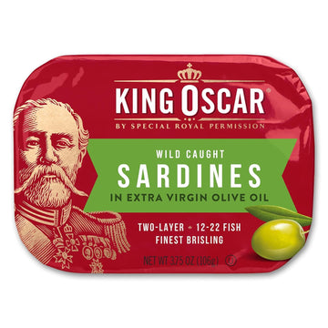 King Oscar Sardines in Extra Virgin Olive Oil, 3.75 oz (Pack of 4) - Wild Caught, Premium Quality