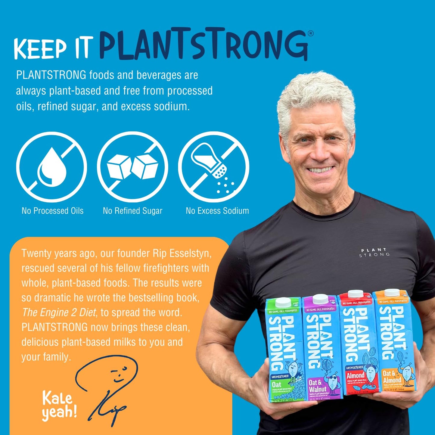 PLANTSTRONG Oat & Almond Milk 32oz (6 Pack) - NON-GMO - Plant Based, Vegan - Gluten Free Dairy Free - Shelf Stable - Lactose Fre