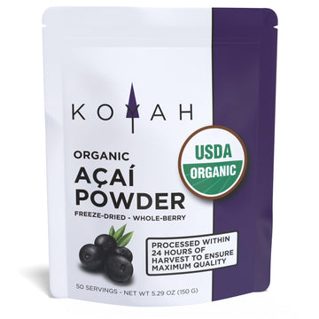 Koyah - Organic Acai Powder (150G - 50 Servings): Brazil Grown, Freeze-Dried, 100% Pure, No Citric Acid Added, Great In Smoothies And Bowls
