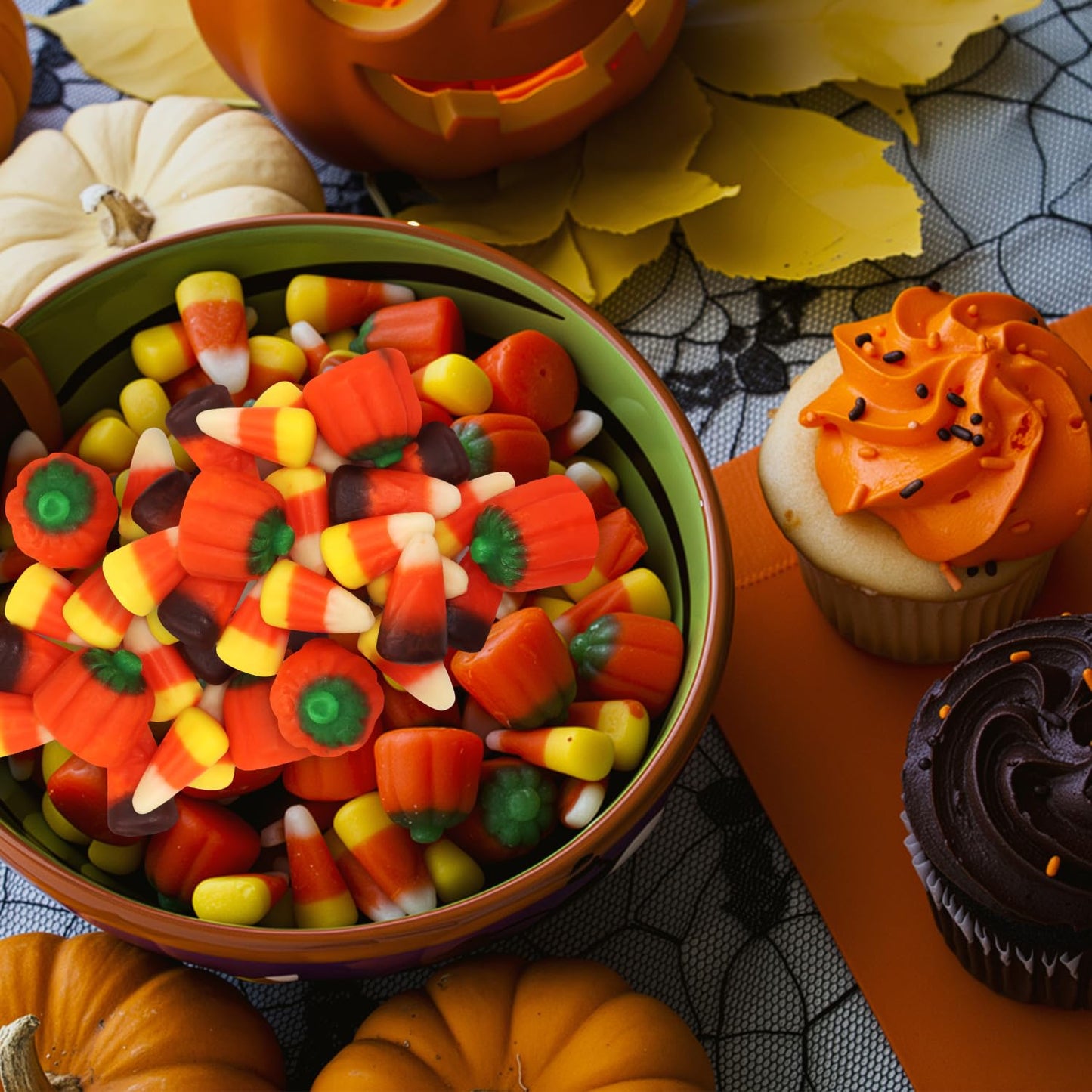 Bulk Autumn Mix Candy 4 Pound Bag - Assorted Fall Flavors Classic & Harvest Candy Corn Pumpkin Shaped Halloween Candies Variety For Halloween Parties Buffets and