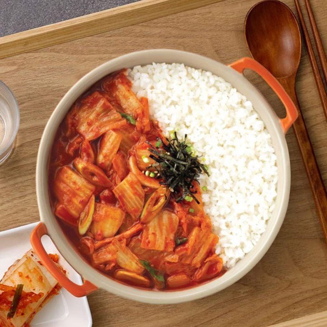 Cupbahn Korean Pre-Cooked Meal With White Rice - 25 Taste By Hetbahn (Fried Kimchi, 4 Bowls)