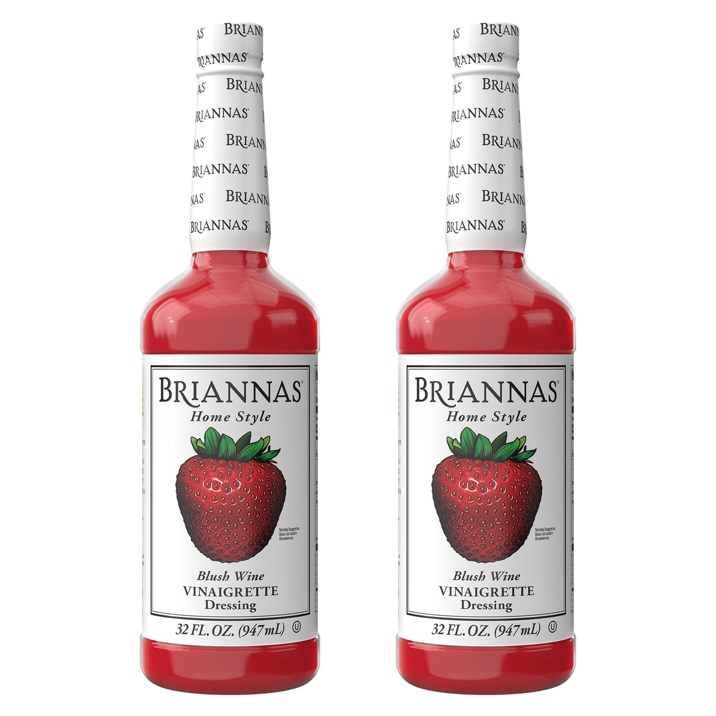 BRIANNAS Home Style Blush Wine Vinaigrette Dressing, Gluten Free, Kosher, Vegan, 32 oz. (Pack of 2)