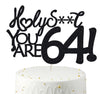 Happy 64th Birthday Cake Topper 64 Birthday Cake Toppers-Black Glitter, Funny 64th Cake Topper for Men For Women, 64th birthday
