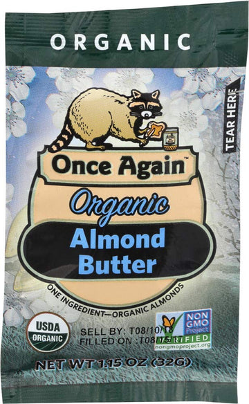 Once Again Organic Creamy Almond Butter, Non GMO, 1.15 Ounces (Pack Of 10)