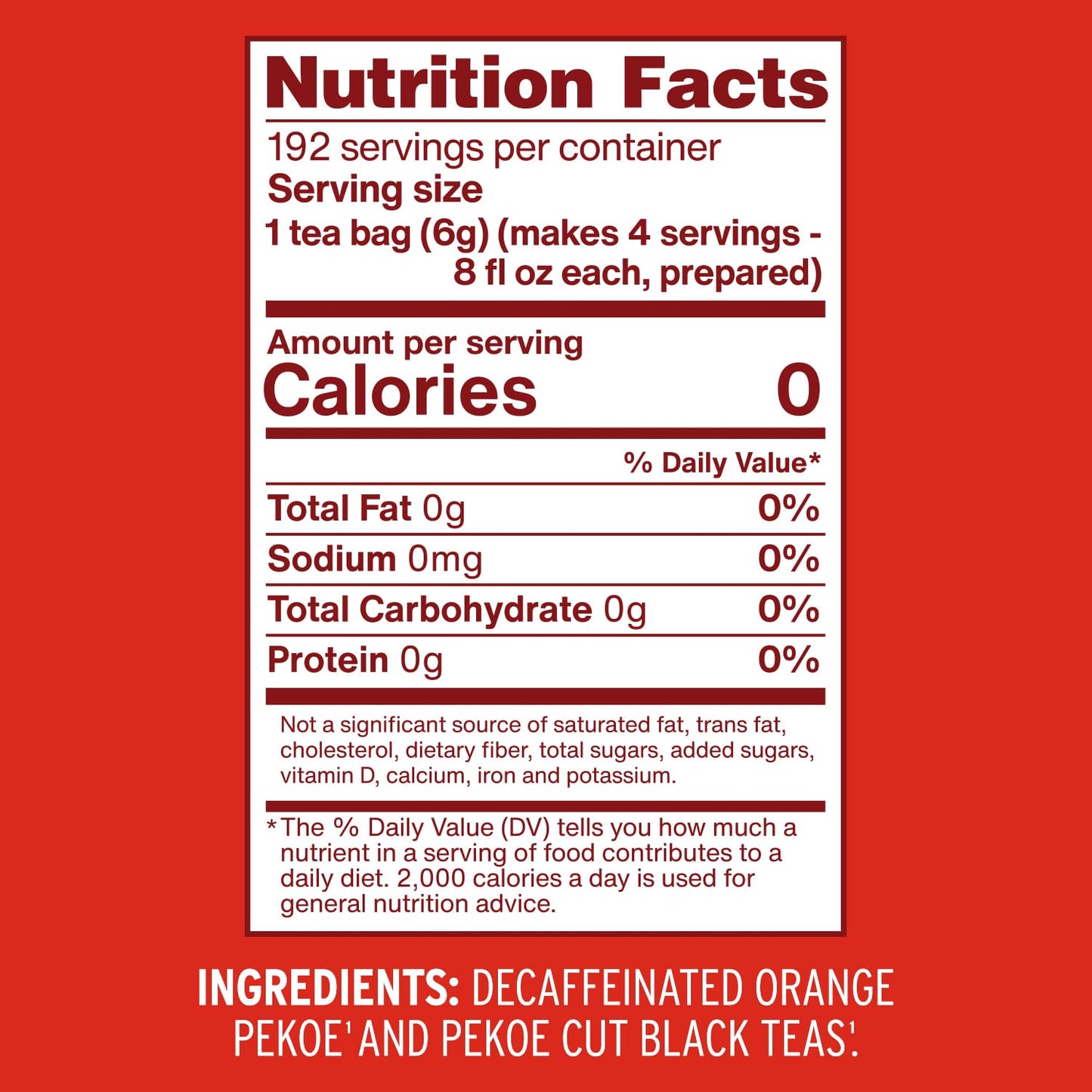 Luzianne Decaffeinated Iced Tea Bags, Family Size, 48Ct Box (Pack Of 6)