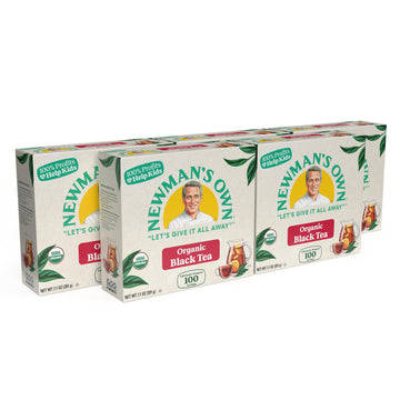 Newman'S Own Organic Black Tea Helps Boost Immunity And Promotes Overall Wellbeing Strong Robust Black Tea With 100 Individually Wrapped Tea Bags Per Box (Pack Of 5) Usda Certified Contains Caffeine Brew Hot/Cold