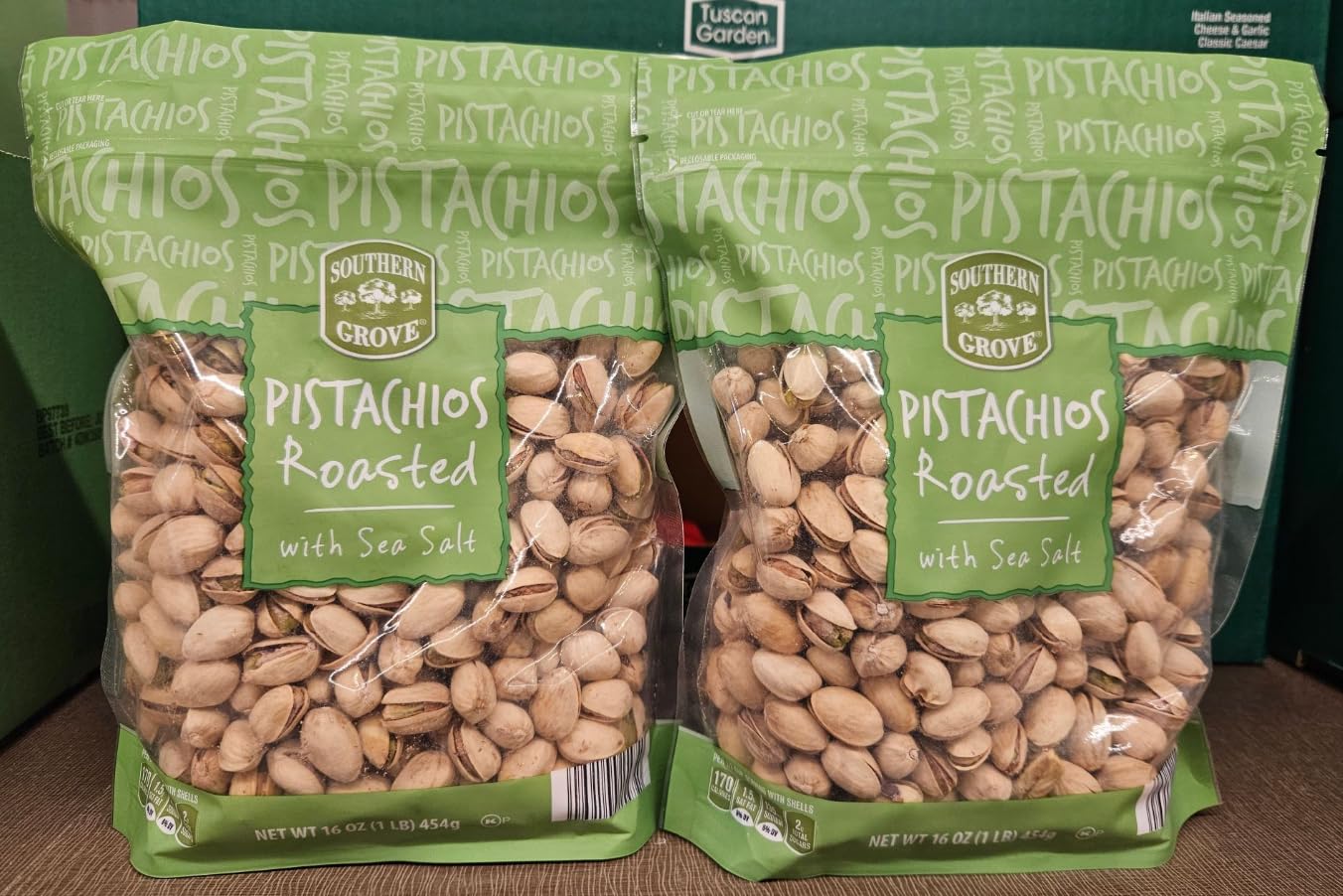 Southern Grove Pistachios Roasted with Sea Salt 16oz 454g (Two Bags)