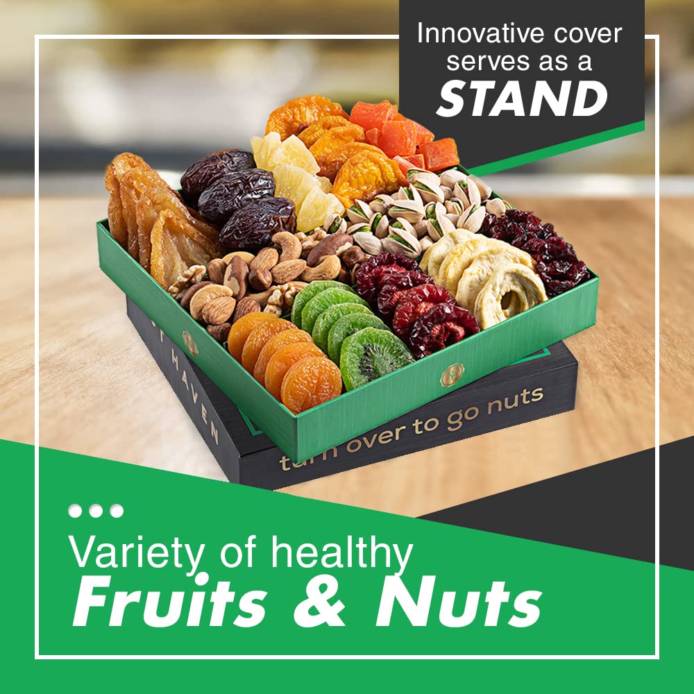 Nut Haven Thanksgiving Dried Fruit & Nuts Gift Basket - Large Assorted Food Gift Box for Holidays, Sympathy, Men & Women