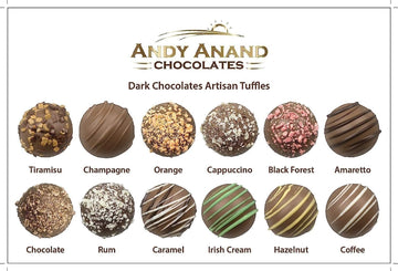 Andy Anand Luxurious Dark Chocolate Truffles Gift Box, 24 Pieces, Handmade Gourmet Flavors - Perfect For Indulgence And Gifting