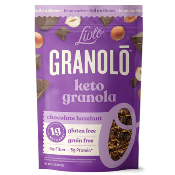 Livlo Keto Granola Cereal - 1G Net Carbs - Grain Free & Gluten Free Cereal - Low Carb Keto Snacks & Food - Ketogenic, Paleo & Di
