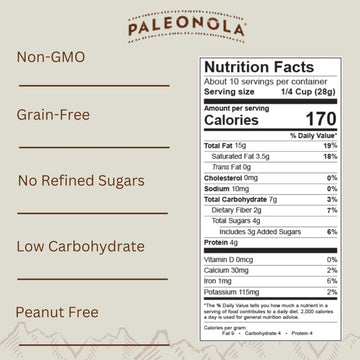 Paleonola Grain Free Granola Pina Colada - Non-GMO, Gluten Free, Low Carb, 10 Ounce, Tan