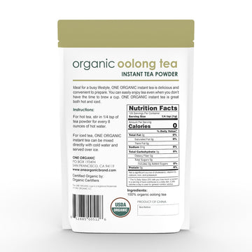 One Organic Instant Tea Powder (Oolong) - 4.4 Oz. - 125 Servings - Usda Certified Organic - 100% Pure Tea - Instant Hot Or Iced