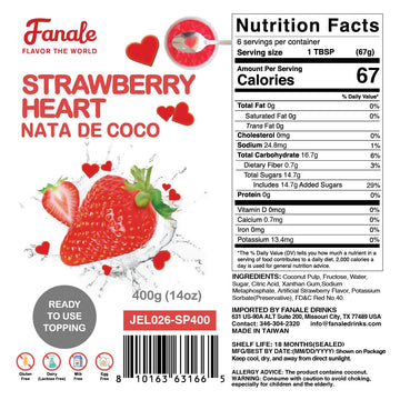 Fanale Coconut Jelly Topping for Bubble Tea - Strawberry Heart Jelly, 400g (Pack of 1)