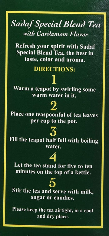 Sadaf Cardamom Tea Loose Leaf Box 16 Oz - Special Blend Cardamom Ceylon Black Tea - Product Harvested In Sri Lanka