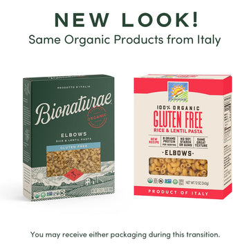 Bionaturae Elbow Pasta Noodles - Gluten Free Pasta Organic, Rice & Lentil Pasta, Kosher Certified, High Protein, Non-Gmo Verifie