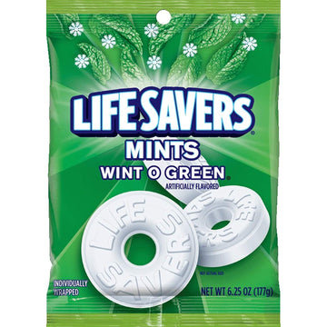 LIFE SAVERS Wint-O-Green Breath Mints Hard Candy Bulk Pack, 6.25 oz Bags (Pack of 12)