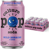 Culture Pop Soda Sparkling Probiotic Drink, Vegan Soda for Gut Health, Non-GMO, GF, No Added Sugar, 12 Pack, 12 Fl Oz Cans, Wild
