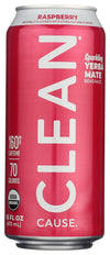 CLEAN CAUSE Yerba Mate Energy Drink, Raspberry, 16 Fl Oz