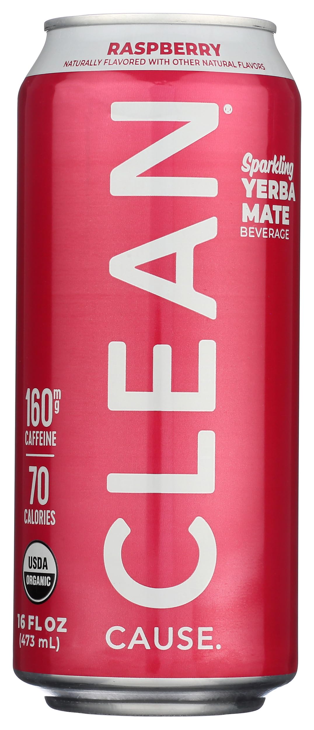 CLEAN CAUSE Yerba Mate Energy Drink, Raspberry, 16 Fl Oz