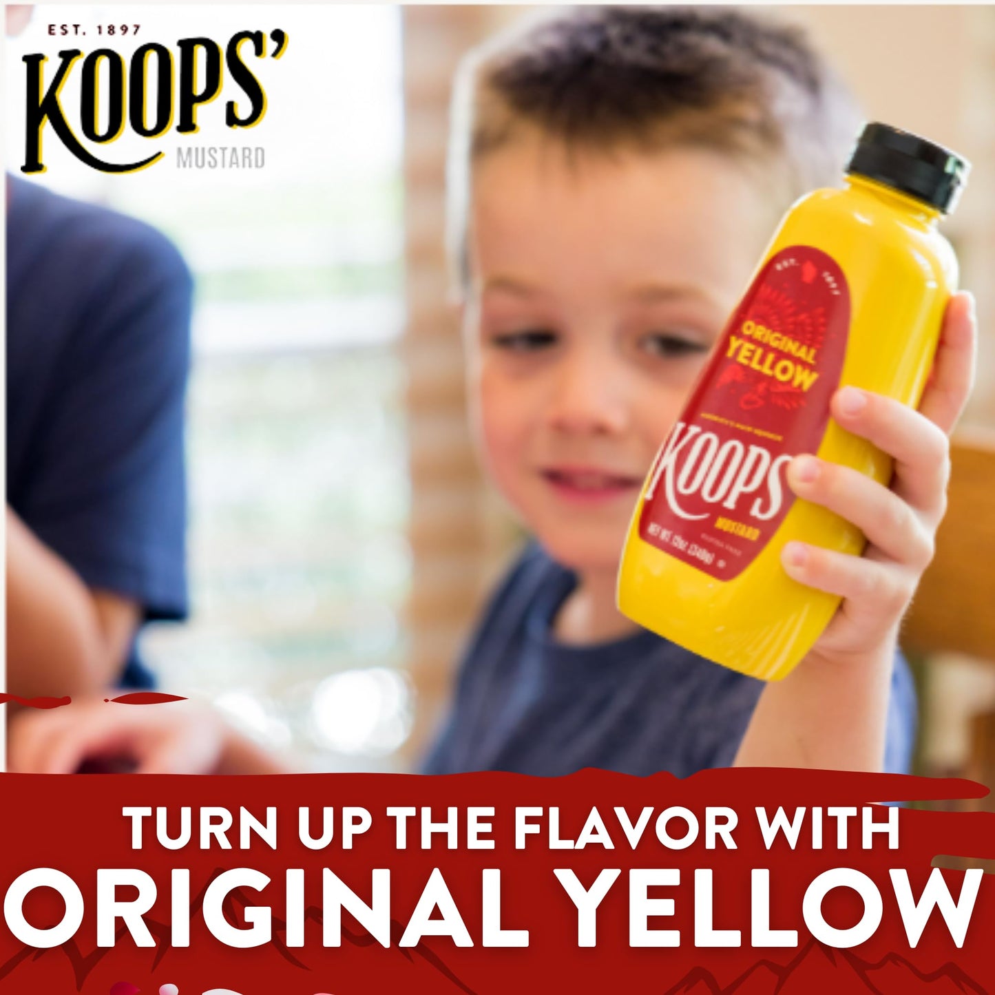 KOOPS Original Yellow Mustard, Gourmet, Gluten-Free, Kosher, 12 Oz, Pack of 4