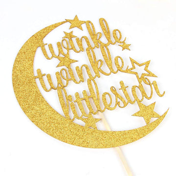 Gold Glitter Twinkle Twinkle Little Star Cake Topper For Baby Shower,Gender Reveal,Baby 1St 2Nd Birthday Party Decorations Suppl