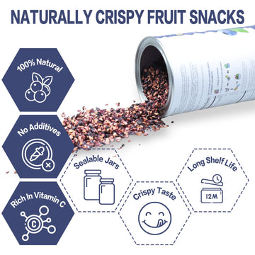 Freeze Dried Blueberries Pieces, 6Oz/170G Frozen Blueberries, Freeze Dried Fruit, No Sugar Added, 100% Natural, Fruit Snacks