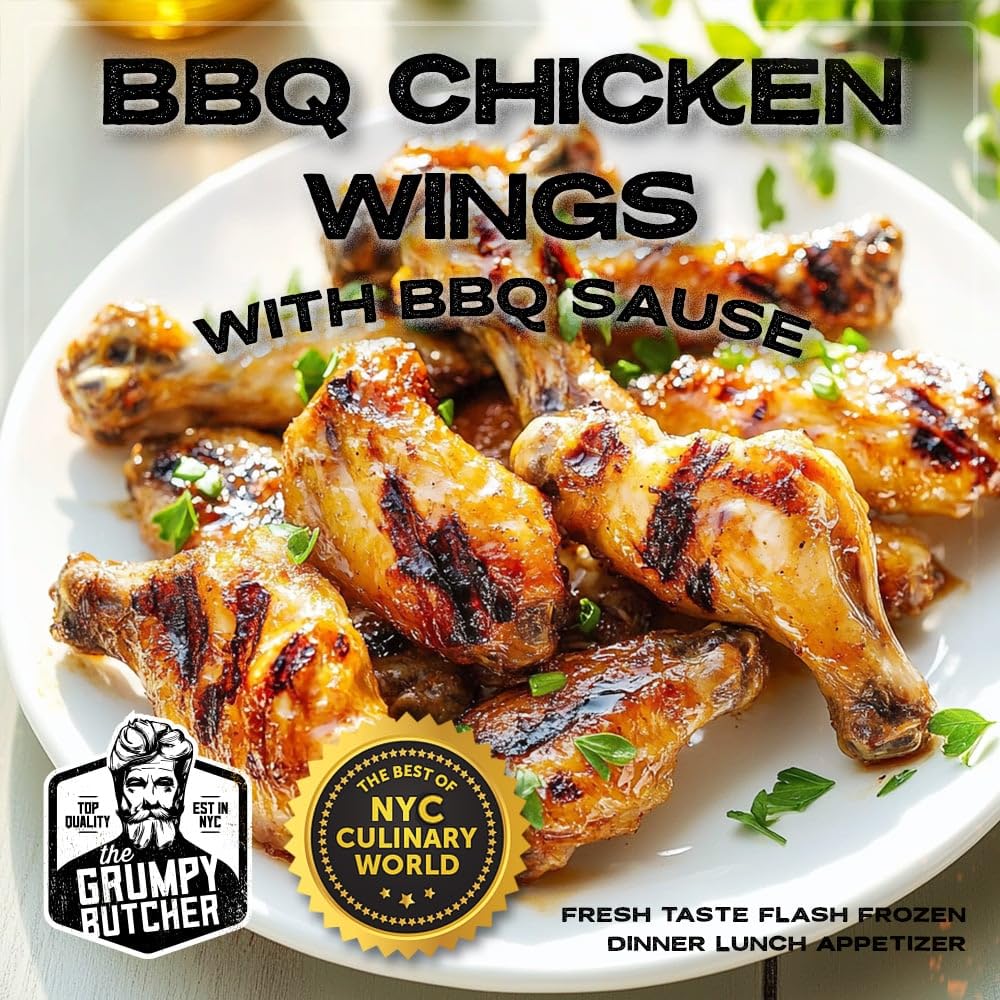 Grumpy Butcher Premium Premade Meals: Bbq Chicken Wings, 6 Pack (12 Oz Each, 4.5 Lb Total) - Artisan Frozen Meals - Small Batch