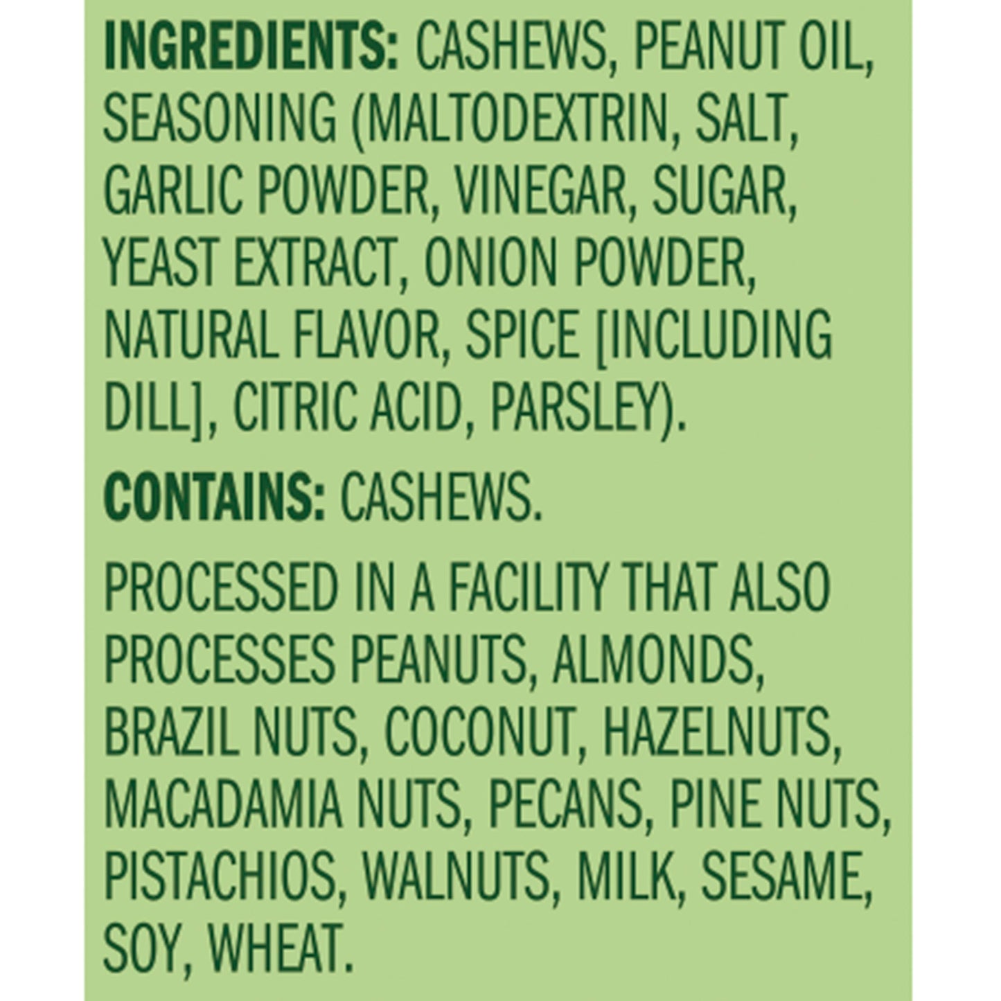 Emerald Nuts Dill Pickle Seasoned Cashews (1-Pack), 5Oz Resealable Bag, Non-Gmo, Contains No Artificial Preservatives, Flavors Or Synthetic Colors
