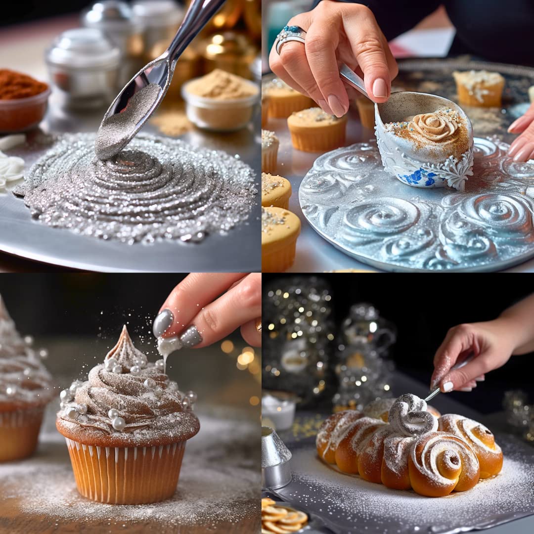 BULK- 10g -Silver Edible Glitter For Drinks, Silver Luster Dust Edible Glitter For Cakes, Silver Sprinkles For Cake Decorating,