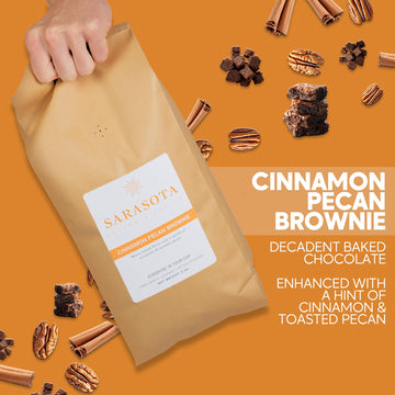 Sarasota Coffee Whole Bean Cinnamon Pecan Brownie | Medium Roast Gourmet Flavored Coffee Beans | Low Acid, Mold Free, Specialty