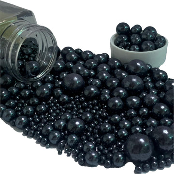 Black Sprinkles Edible Sugar Pearls For Cakes Baking Candy Pearl Halloween Christmas Birthday Cupcake Sprinkles And Decorations