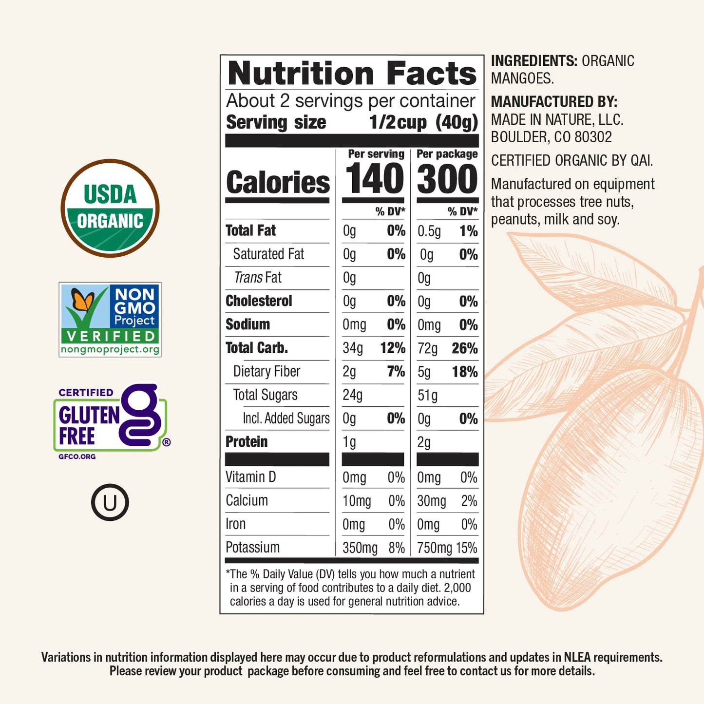 Made In Nature Organic Dried Mangoes, 3 Ounce (Pack of 6) - Vegan Snack, Non-GMO, Unsulfured, Gluten Free, Kosher