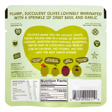 Oloves Green Olive Basil & Garlic Single Serve, 1.1 Oz (10 Pack)